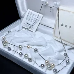 【K18WG】TASAKI/タサキ アコヤパール ステーションネックレス 6.48～8.31㎜ 45㎝ 14.1g 本真珠 リアルパール ホワイトゴールド 田崎 SS027