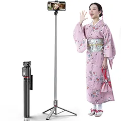 1【日本語取扱説明書付き】 スマホ等対応 Android 旅行 映画放送 撮影 Web会議 持ち運び便利 360°回転 360°回転 卓上 軽量 セルカ棒 150cm以上 スマホスタンド【設計強化180cm撮影】 iphone 自撮り棒 卓上三脚・ミニ三脚 三