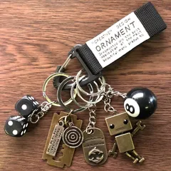 キーホルダー キーリング レトロ アメカジ ビンテージ 古着 ストリート ジャラジャラ ダイス ロボット