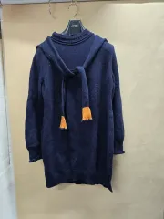 O'2nd オッズセカンドフーディー ネックタイ ニット ロング ONE PIECE ネイビー