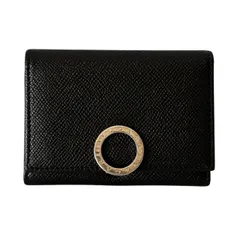 【美品】BVLGARI ブルガリ カードケース パスケース 名刺入れ 二つ折り コンパクト ロゴクリップ レザー ブラックのサムネイル
