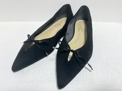 美品 MAKI KANEKO×LE TALON ポインテッド 2WAY リボンフラット 黒スウェード 25.5cm