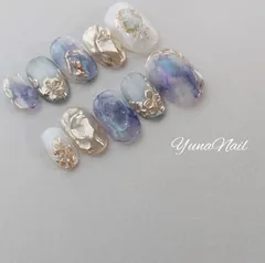 ニュアンスネイルチップ　フラワーネイル　マグネットネイル　ミラーネイル　インクネイル　成人式ネイル　ブライダルネイル　ショートオーバル