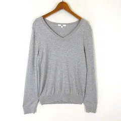 ユニクロ UNIQLO コットン カシミヤ Vネック セーター ニット 長袖 L グレー