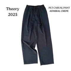 2025年　Theory セオリー　ADMIRAL CREPE PLT CASUAL PANT　インバーテッドプリーツ　黒　ブラック　フラップポケットプルオンパンツ　XXX0 ウエスト56cm