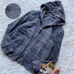 バーバリーブルーレーベル　BURBERRY BLUE LABEL　リバーシブルノバチェックフルジップパーカー　ホース刺繍　ユニセックス　ジェンダーレス　大きいサイズ　LL XL グレー　バーバリーチェック　ロゴ刺繍