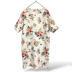 新品　BEAUTY&YOUTH UNITED ARROWS 花柄5分袖ワンピース　ドビー素材　フラワープリント　サック型　ミニマル　リラックスシルエット　カジュアル　クール　Freeサイズ　春色ワンピース