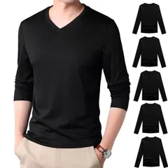 数量限定 インナーシャツ メンズ 長袖 防寒 肌着 vネック 5枚組 メンズ tシャツ 無地 ティーシャツ 下着 厚手 裏起毛 クセになる肌触り