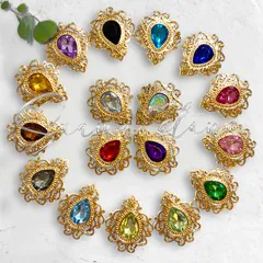 nn ゴールド ティア ドロップ ストーン 【1〜10】 同色3個セット センターパーツ ビジュー