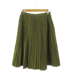 フリークスストア FREAKS STORE スカート プリーツ ミモレ ロング ピーチスキン S 緑 カーキ /AH20