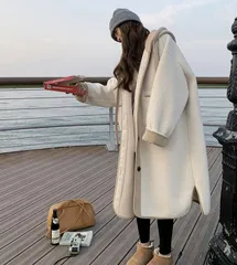 ロングボアコート ボアブルゾン ロング丈 無地フーディージップアップ ボアジャケット ボアコート レディース もこもこ 冬 アウター 大きめ