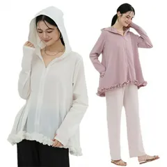 uvカット パーカー レディース 春 夏 カーディガン フリル裾 ショート丈 薄手 涼しい アウター ライトアウター 長袖パーカー フード付き ジ