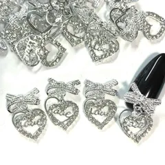 リボン レース　ラブ チャーム ネイル パーツ デコ レジン ハート ストーン 平成女児　量産型　地雷系　イベント　バレンタイン