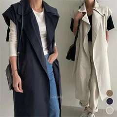 ベスト ジレ ロング レディース アウター トップス ロングベスト ロングジレ ノースリーブ 羽織 レイヤード 体型カバー きれいめ オフィス