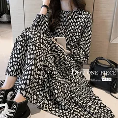 ワンピース ドット柄 シフォンワンピース レディース ロングワンピース 長袖 フレアワンピース