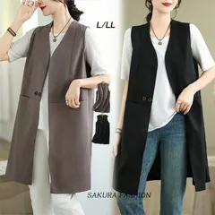 ベスト ジレ ロングベスト トップス 薄手 ロングジレ 前開き レイヤード スリット ロング 体型カバー ノーカラ― Vネック ノースリーブ お