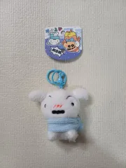 （新品）クレヨンしんちゃん 冬 シロ ぬいぐるみキーホルダー / スカイブルーのマフラー