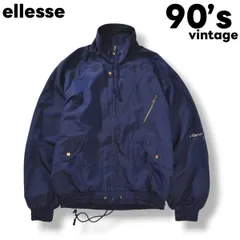 90sヴィンテージ エレッセ ellesse フルジップアップ ウィンドジャケット ウィンドブレーカー ブルゾン ウィンブレ アウター 裏地微起毛 O ネイビー メンズ