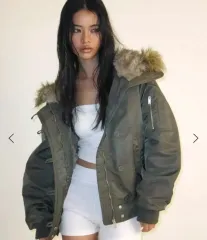 ブラックアップ ヌニル ファートリミング フード アウター ジャケット ダウン