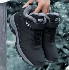 スノーシューズ スノーブーツ メンズ レディース 防水 雪靴 裏起毛 裏ボア スキーブーツ 防寒靴 無地 ショートブーツ ウィンターブーツ 防寒 撥水ブラック225588