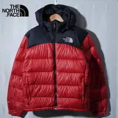 ノースフェイス THE NORTH FACE ヌプシ ダウンジャケット L 相当 表記 M レッド ブラック 700フィル ロゴ刺繍 テック系 オーバーサイズ ストリート 古着 Y077