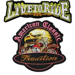 2点セット　ワッペン　アイロン接着　特大サイズ　豪華刺繍　英文字　白頭鷲