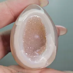 ジオードアゲート✨卵型✨カービング✨
