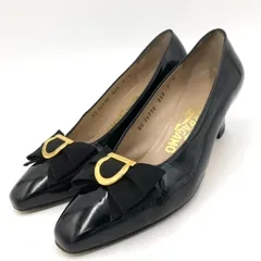 フェラガモ Salvatore Ferragamo パンプス ヴァラリボン 黒 ブラック 24cm 7D エナメル ヒール