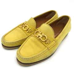 フェラガモ ガンチーニ ローファー 23cm 黄色 イエロー スエード Salvatore Ferragamo