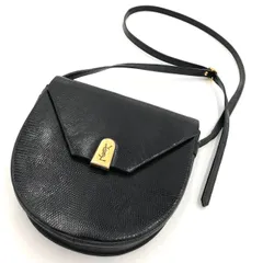 【美品】サンローラン ショルダーバッグ リザード 黒 YSL レザー ブラック