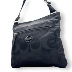 【COACH】コーチ ショルダーバッグ F77408 クロスボディ 斜め掛け可 シグネチャー オプアート キャンバス ナイロン ブラック 黒 軽量 カジュアル レディース メンズ ユニセックス 人気モデル クリーニング済み u3