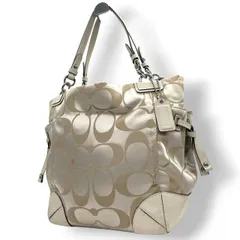 コーチ トートバッグ ハンドバッグ ワンショルダー シグネチャー ナイロン レザー ベージュ アイボリー A4収納可 大容量 軽量 レディース 通勤 通学 ビジネス デイリーユース エレガント きれいめ 上品 サイドポケット 定番人気モデル 14505 s61