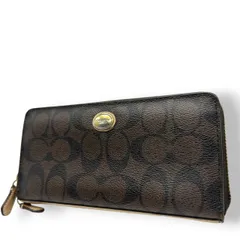 コーチ COACH 長財布 アコーディオンジップ ラウンドファスナー シグネチャー PVC レザー ブラウン ダークブラウン 茶色 F50180 ロゴプレート 大容量 多機能 レディース メンズ ユニセックス ウォレット プレゼント M4