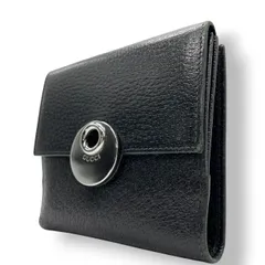 グッチ GUCCI エクリプス 三つ折り財布 Wホック コンパクトウォレット レザー 本革 ブラック 黒 サークルロゴ ロゴ金具 シルバー金具 120932 ヴィンテージ メンズ レディース ユニセックス 男女兼用 イタリア製 サイフ w5