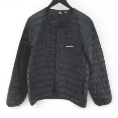 モンベル Montbell #1101503 スペリオダウン ラウンドネック ダウンジャケット ノーカラー S 黒系 ブラック スナップボタン ロゴ 文字 刺繍 ポケット 裏地 無地