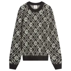 カサブランカ メンズ アウター パーカー・スウェット シャツ Casablanca Monogramohair Blend Crew Sweatshirt Black ブラック