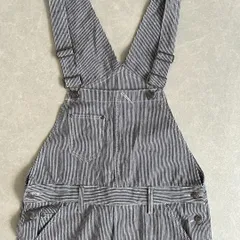 ヒッコリーストライプオーバーオール ストライプ柄 M 古着 メンズ