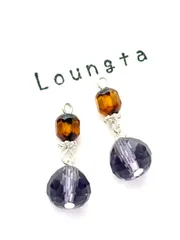 3942 チェコビーズピアス パープル 小ぶりピアス樹脂ピアス