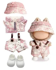 for Labubu 4点セット 帽子とシューズ付き 17cmドール専用 ピンク系ドール衣装 おしゃれ着せ替えコスチューム ラブブ用 着せ替え人形用洋服＆アクセサリー（ドール本体なし）