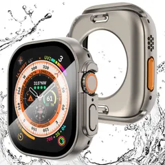 for Apple Watch Ultra 2/Ultra ケース 49mm TALENANA 【3 in 1防水設計】 アップルウォッチ液晶保護フィルム+防水保護+背面ケースの3 in 1デザイン 高タッチ感度 PC素材 全面 防傷 (49mmチタンカラー)