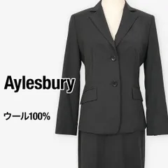 【美品】アリスベリー スカートスーツ セットアップ ウール100% チャコールグレー 通勤 ビジネス フォーマル