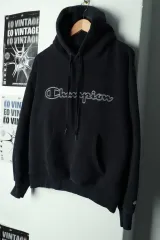 W(L) チャンピオン フード付きTシャツ 使用感 スティッチロゴ 起毛 オールドスクール-169B9