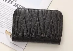 ブラック 牛革ジッパー式 カードケース