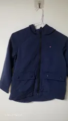 トミーヒルフィガー ネイビー フーデッド ウィンドブレーカー アウター キッズ