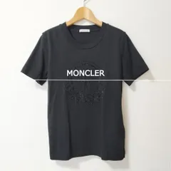 美品 MONCLER モンクレール サイズXS Tシャツ カットソー ロゴ ラインストーン ビジュー クルーネック 半袖 コットン 黒 ブラック レディース