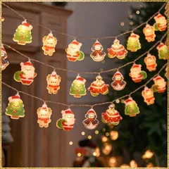 ☆彡送料無料でお届け☆彡Color:混合款 クリスマス装飾灯串 イルミネーションライト フェアリーライト LED ストリングライト 電池式 暖光 クリスマス飾り クリスマスツリー ライト サンタクロース 雪だるま パーティー キャンプ ガーデン ベランダ 窓ア