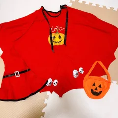 AR10745 ハロウィン 子供用コスチューム ケープ 帽子 バッグ付き パンプキン ゴースト柄 仮装 衣装セット 訳あり 秋