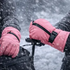 ミトン手袋 レディース キッズ 雪遊び対応 中綿入り 防水防寒 防寒手袋 スノーグローブ 冬用 手袋 あったか 撥水 防風 雨 雪 通学 通園 アウトドア スキー スノーボード 自転車 雪遊び ピンク