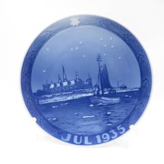 1953】未使用 Meissen マイセン イヤープレート 家路 雪 ランタン