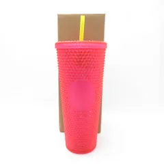 美品 STARBUCKS スターバックス ロゴコールドカップタンブラー  バンピーピンク SY11750R2 